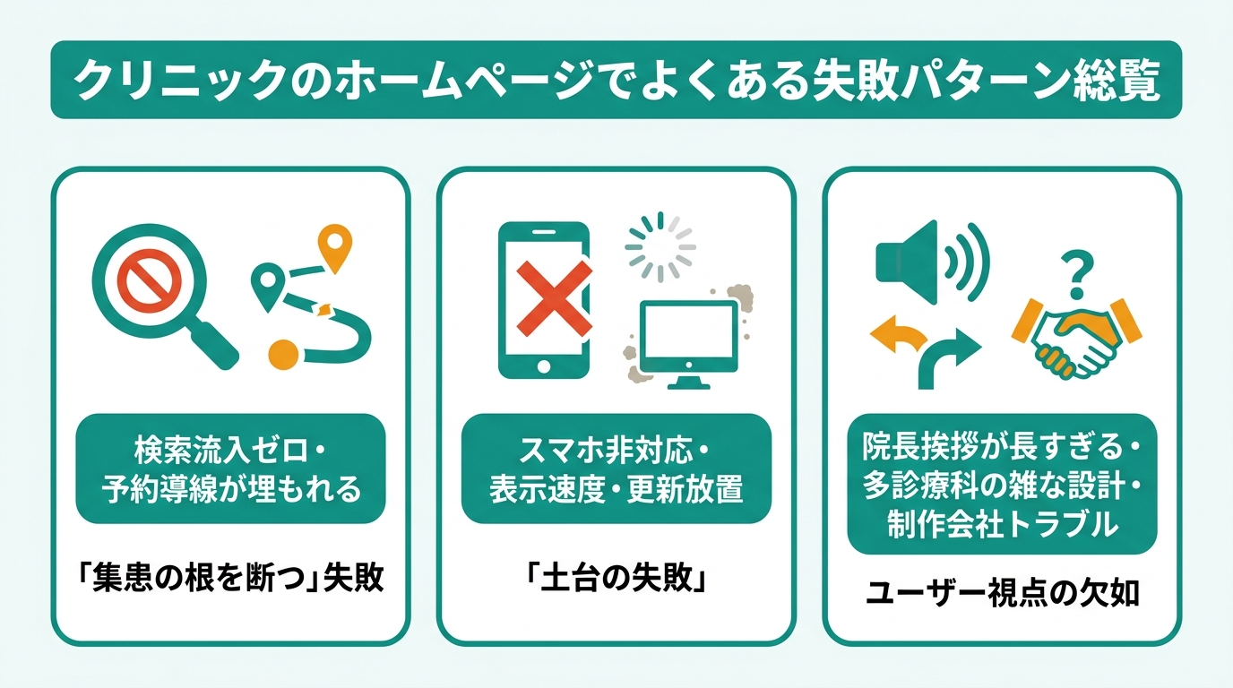 クリニックのホームページでよくある失敗パターン総覧